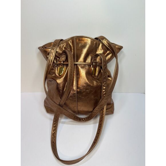 Valerie Artisan Textile Bronze Leather Studded Crossbody Bag Womens Designer - Picture 4 of 9